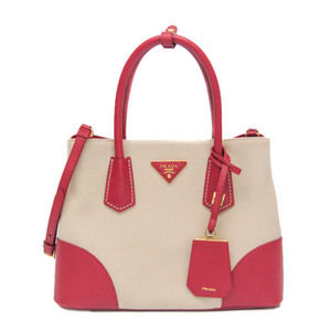 Prada BN2887 Women's Leather,Canvas Handbag,Shoulder Bag Beige,Fuoco
